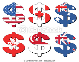 American Canadian Dollar American Canadian Australian Hong Kong Singapore New Zealand Dollar Symbol Vector Illustration Canstock