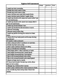 This Self Assessment Provides Students An Opportunity To Explore Their Personal Hygiene Beliefs And Self Assessment Personal Hygiene Worksheets Hygiene Lessons