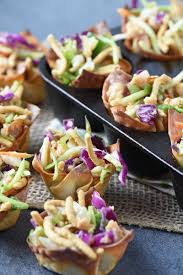 These sesame chicken wonton cups are the perfect little appetizer that comes together in a snap and doesn't require a million ingredients! Asian Chicken Salad Wonton Cups Adventures Of Mel