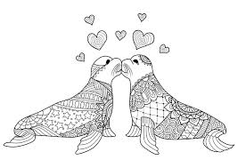 Many girls already from the first grade paint difficult coloring pages, which even an adult is scared to approach. Download Or Print The Free Seals Kissing Love Coloring Page And Find Thousands Of Other Seals Ki Animal Coloring Pages Love Coloring Pages Couple Coloring Book