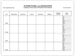 Printable Weekly Food Diary Sheet Page Tags Daily Journal