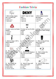 The apollo astronauts said that not only did the m. Fashion Trivia Esl Worksheet By Estherlee76