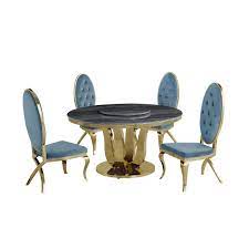 Best Quality Furniture Round Grey Marble Lazy Susan 5 Piece Dining Overstock 33054056