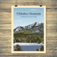 Gallery wrap canvas, framed fine art prints, framed canvas art Vintage Poster Whiteface Mountain Pure Adirondacks