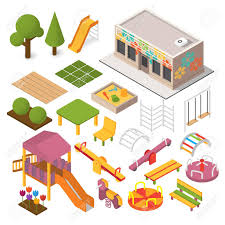 Vector Isometric Kindergarten Preschool Kids Playground 3d Royalty Free Cliparts Vectors And Stock Illustration Image 81800180