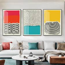 Contemporary abstract geometric painting on 12 x 12 inch wood panel in colorful shades of orange, burnt sienna, with pops of hot pink and cobalt blue. Geometric Wall Art Canvas Painting Enzilia
