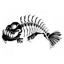 Large Size Skeleton Tribal Fish Animal Silhouette Fish Drawings Fish Art