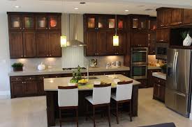 modern kitchen cabinets with dark stain