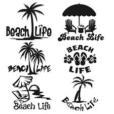 Beach Silhouette Pictures Black And White Beach Life Svg Cuttable Design Silhouette Projects Cricut Silhouette