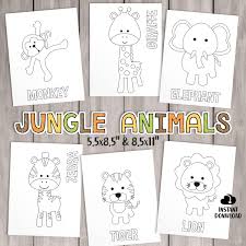 Download and print out a great jungle coloring page or jungle animal coloring page for your child in seconds. Printable Safari Coloring Pages Kids Party Games Jungle Etsy