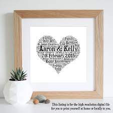 Take this inspiration straight to etsy, uncommon goods or another favorite gift website. Celebrations Occasions Paper Gift Personalised First 1st Wedding Anniversary Gift Word Art Home Furniture Diy