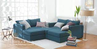 Sure sectionals help to make things modular, but they aren't perfect. 7 Seats 8 Sides With Azure Polylinen Covers Modular Sectional Sofa Sectional Sofa Sactional