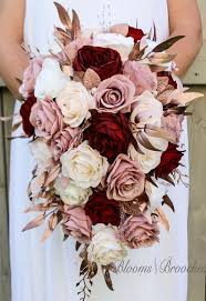 Freshest flowers for your wedding directly from growers! Cascade Bridal Bouquet Wine Rose Gold Dusty Rose Bouquet Etsy