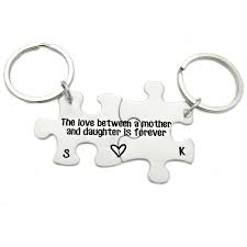 Free engraving (personalized) autism ribbon puzzle piece keychain key ring. Mother Daughter Puzzle Piece Key Chain Set Engraved Etsy