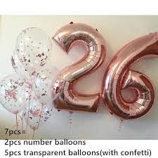 Add a bag of candy or a teddy bear to any bouquet. 7pcs Lot Large Size 32inch Rose Gold Foil 26 Number Balloon With Confetti Adult Birthday Party Decor Anniversary Helium Supplies Ballons Accessories Aliexpress