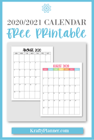 Free Printable 2020 2021 Calendar Krafty Planner In 2020 Free Printable Calendar Monthly Free Calendar Template Planner Printables Free