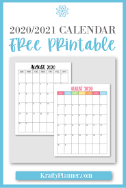 This monthly calendar will give you enough room to type your schedules for each day quickly. Free Printable 2020 2021 Calendar Krafty Planner Printable Calendar Template Calendar Printables Free Printable Calendar