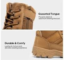 Men's Leather & Suede Water-Resistant Military Work Boots ...