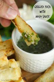 Grilled Yuca With Garlic Mojo Sauce Recipe Recipes Boricua Recipes Mexican Food Recipes