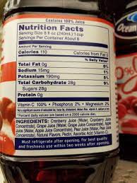Ocean Spray 100 Juice Cranberry Calories Nutrition Analysis More Fooducate
