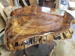 Natural Edge Desktop Patina Copper Inlays With Epoxy Resin In 2020 Coffee Table Wood Wood Slab Dining Table Dark Wood Table