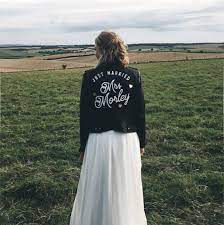 Custom Biker Leather Jacket For The Bride Where To Find Modern Biker And Jean Jackets For The Bride Leather Jacket Wedding Biker Wedding Perfect Wedding Dress