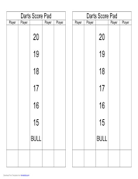 301 and 501 countdown • the starting score for each player is 301 or 501. P R I N T A B L E C R I C K E T D A R T S C O R E S H E E T S Zonealarm Results