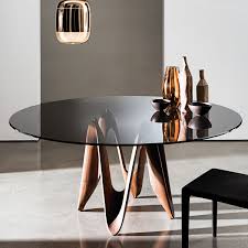 Any one of these all glass tables adds charm and reflection to any room. Lambda Table Round Glass Top With Central Base By Sovet Italia