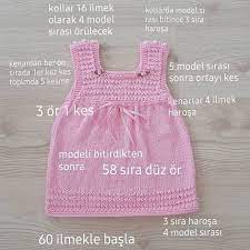 Handmade Ayla On Instagram Hobievimm Yagmur Damlasi Elbise Modelimi Bir De Boyle Tam Anlati Baby Knitting Patterns Bebek Elbise Ogreticileri Orgu