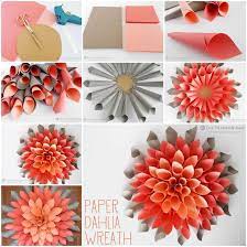 Creative Ideas Diy Beautiful Paper Dahlia Wreath Icreativeideas Com Follow Us On Facebook Https W Paper Dahlia Paper Flower Wreaths Paper Flowers Diy