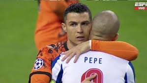 Welcome to official facebook page of pepe instagram.com/official_pepe twitter.com/officialpepe. The Most Expected Image Pepe And Ronaldo Hug Each Other Before Playing Besoccer