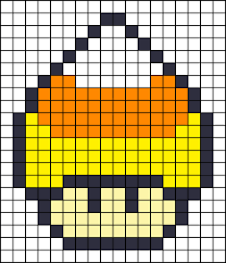 Candy Corn Mushroom Halloween Perler Bead Pattern 16x19 Perler Hama Square Pegboard Video Games Nintend Perler Bead Mario Melty Bead Patterns Perler Patterns