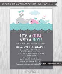 Whale Theme Baby Shower Invitation Twins Boy And Girl Baby Shower Digita Girl Shower Invitation Twins Baby Shower Invitations Twin Boy And Girl Baby Shower