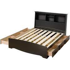 Box spring mattress is not needed to support the bed. Prepac Sonoma Wooden Full Bookcase Platform Storage Bed In Black Bbd 5600 3k Bsh 6643 Kit
