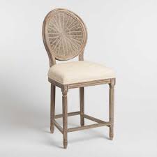 Natural Cane Round Back Paige Upholstered Counter Stool Counter Stools Upholstered Stool Bar Stools
