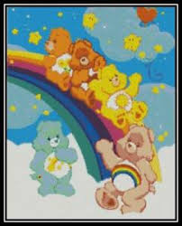 details about care bears on the rainbow cross stitch chart pattern design xstitch