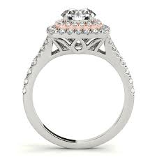 Jewelmore 14k White Gold 3 4ct Tw Diamond Double Halo Engagement Ring Hi I1 Igi Round Halo Engagement Rings Square Engagement Rings Design Your Engagement Ring