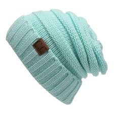 Cc Label Decorated Crochet Knitted Slouchy Beanie Light Green 6 34 Liked On Polyvore Featuring Accessories Knitted Hats Beanie Hats Winter Hats For Women