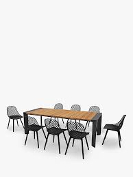 The most common wooden garden table material is wood. Kettler Cosmo 8 Seater Garden Dining Table Chairs Set Fsc Certified Teak Wood Natural Black 8 Seater Dining Table Stackable Dining Chairs Outdoor Furniture Sets