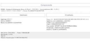 O internacional informa que recebeu nesta sexta (19/2) a doação de r$ 1 milhão de elusmar maggi scheffer. Exeppb1ljwybtm