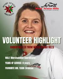 💥VOLUNTEER HIGHLIGHT💥 Amber Weller from West Arana Hills Rugby League  Football Club has been an invaluable part of our club since 2017 as a  dedicated volunteer and has served as our Merchandise