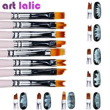 8pcs Lot Smile Moon Shaped Acrylic French Nail Art Brush Set Uv Gel Polish Gradient Color Tips 3d Diy Painting Drawing Liner Pen