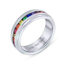 Colorful Gay Pride CZ Rainbow Eternity Ring LGBTQ Wedding Band Ring | eBay