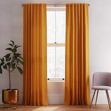 White linen/flax room darkening curtains. Solid European Flax Linen Curtain Dark Amber