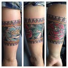 The Beginning Of My Sleeve American Traditional Tattoo Roses Arm Band Tattoo Arm Band Tattoos Traditional Rose Tattoo