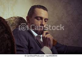 Bald forest man sitting on wooden chair and vector. Young Handsome Man Sitting In Chair And Smoking Pipe Over Vintage Background Young Handsome And Elegant Man Sitting In Chair Canstock