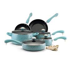 Premium Nonstick 10 Piece Cookware Set Pre Seasoned Specially Turquoise On The Food Network Cookware Set Skillet Kitchen Pots And Pans