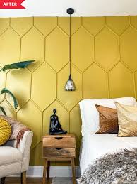Maybe you would like to learn more about one of these? Before And After A 200 Accent Wall Makes This Bedroom Unforgettable Accent Wall Bedroom Yellow Accent Walls Bedroom Wall