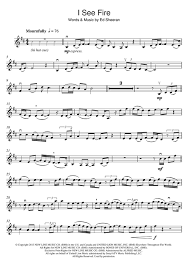 I See Fire From The Hobbit Sheet Music Ed Sheeran Violin Solo Sheet Music I See Fire Sheet Music Direct
