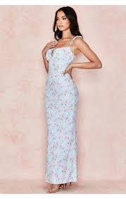 Clothing Maxi Dresses Raphael Pale Blue Floral Summer Maxi Dress Summer Maxi Dress Floral Summer Maxi Dress Party Dress Classy